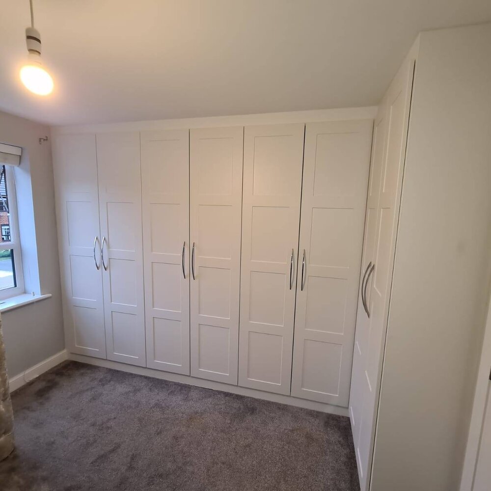 Bespoke fitted wardrobes installed in a Warrington bedroom