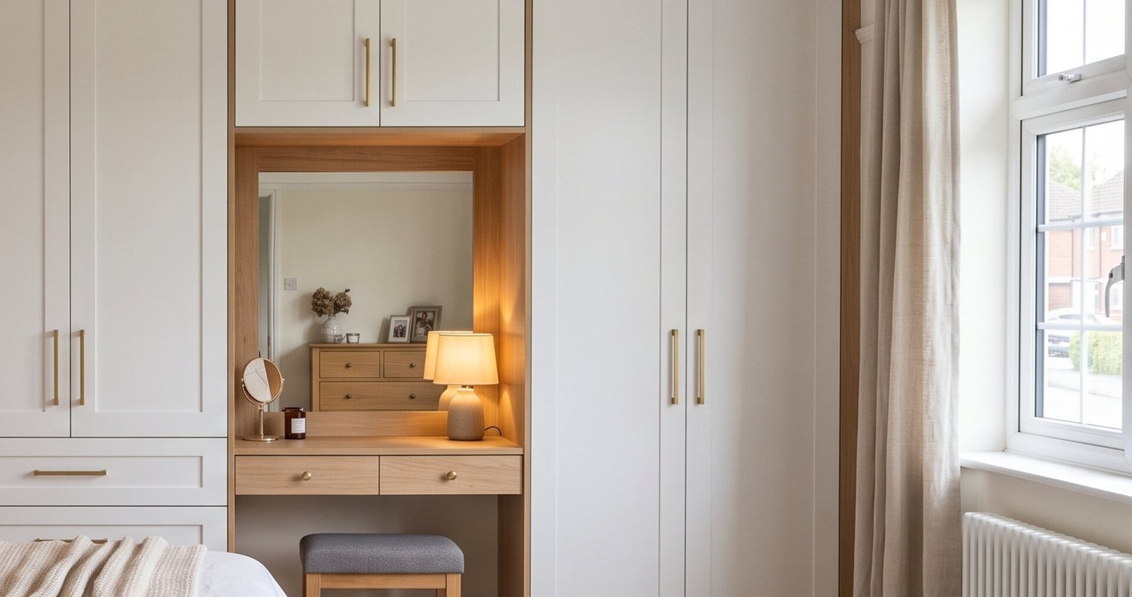 Fitted bedroom furniture with drawers and dressing table in Warrington