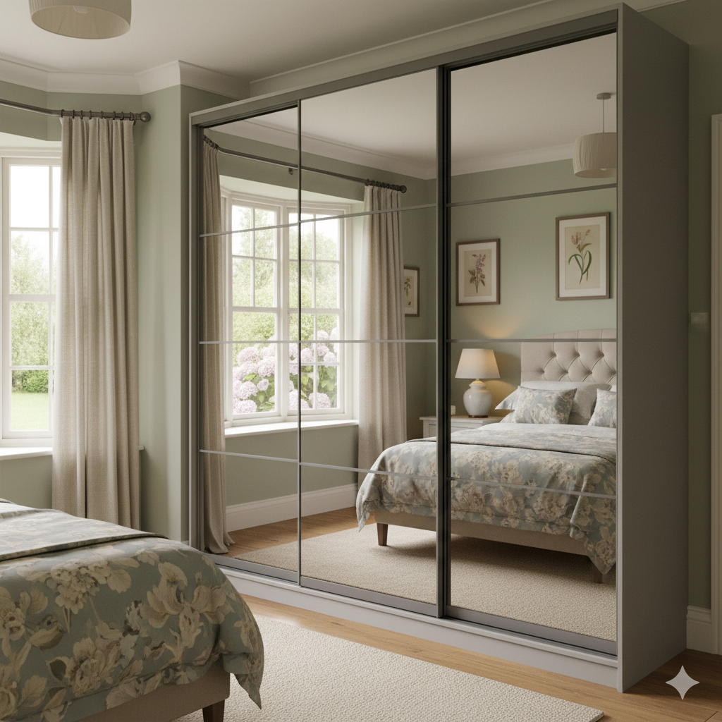 bespoke fitted wardrobes with sliding mirror panelled doors